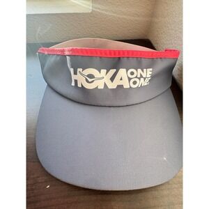 Hoka One One BOCO Gear Running Visor Gray Red Elastic Back Performance Hat OSFM